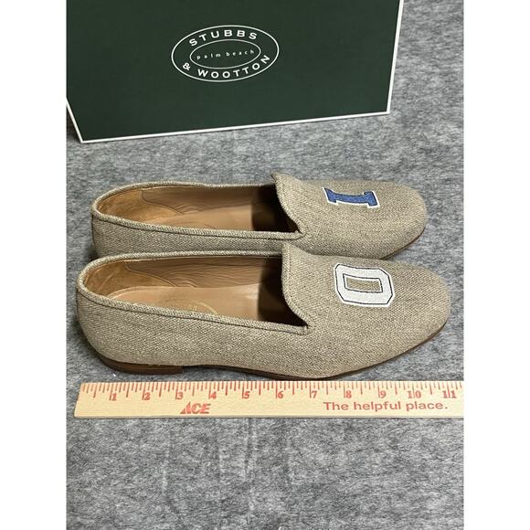 Stubbs Wooten Slippers Mens 10 Beige Tan Shoes‎ Linen Loafers OI Limited Edition - Picture 6 of 10